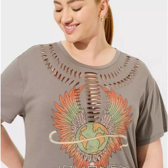 Torrid Journey Relaxed Fit Cotton Yoke Slash tee - Picture 3 of 8